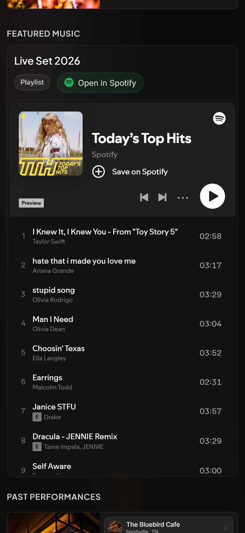 Spotify Setlist Import